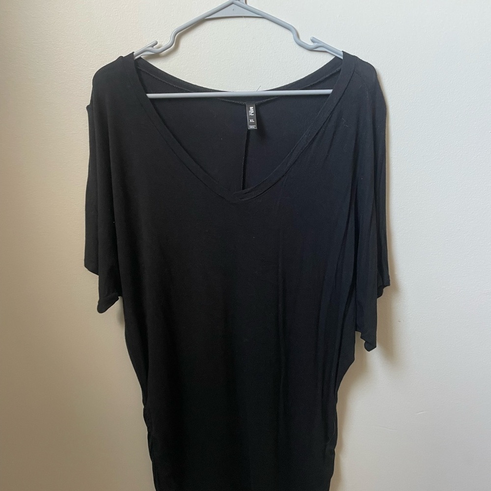 Black V-Neck Women's Top